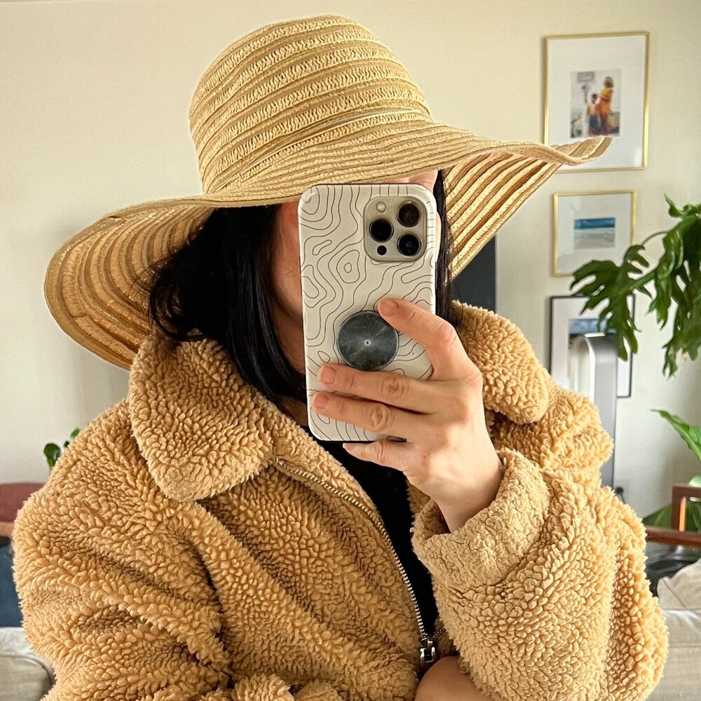 Wide Brim‎ Straw Sun Hat Natural Tan Gold Detail